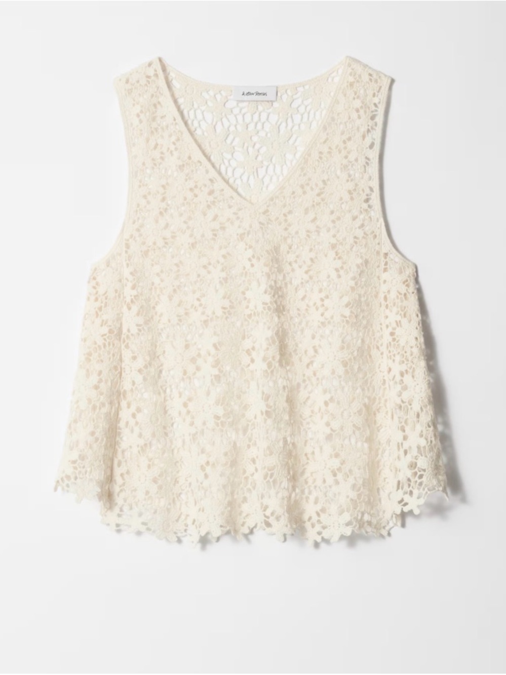 & Other Stories Cream Floral Crochet Top Size Small
